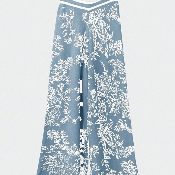 Baby Blue Casual Women's Printed 2-Piece Sweater Set - Picture 3 of 6